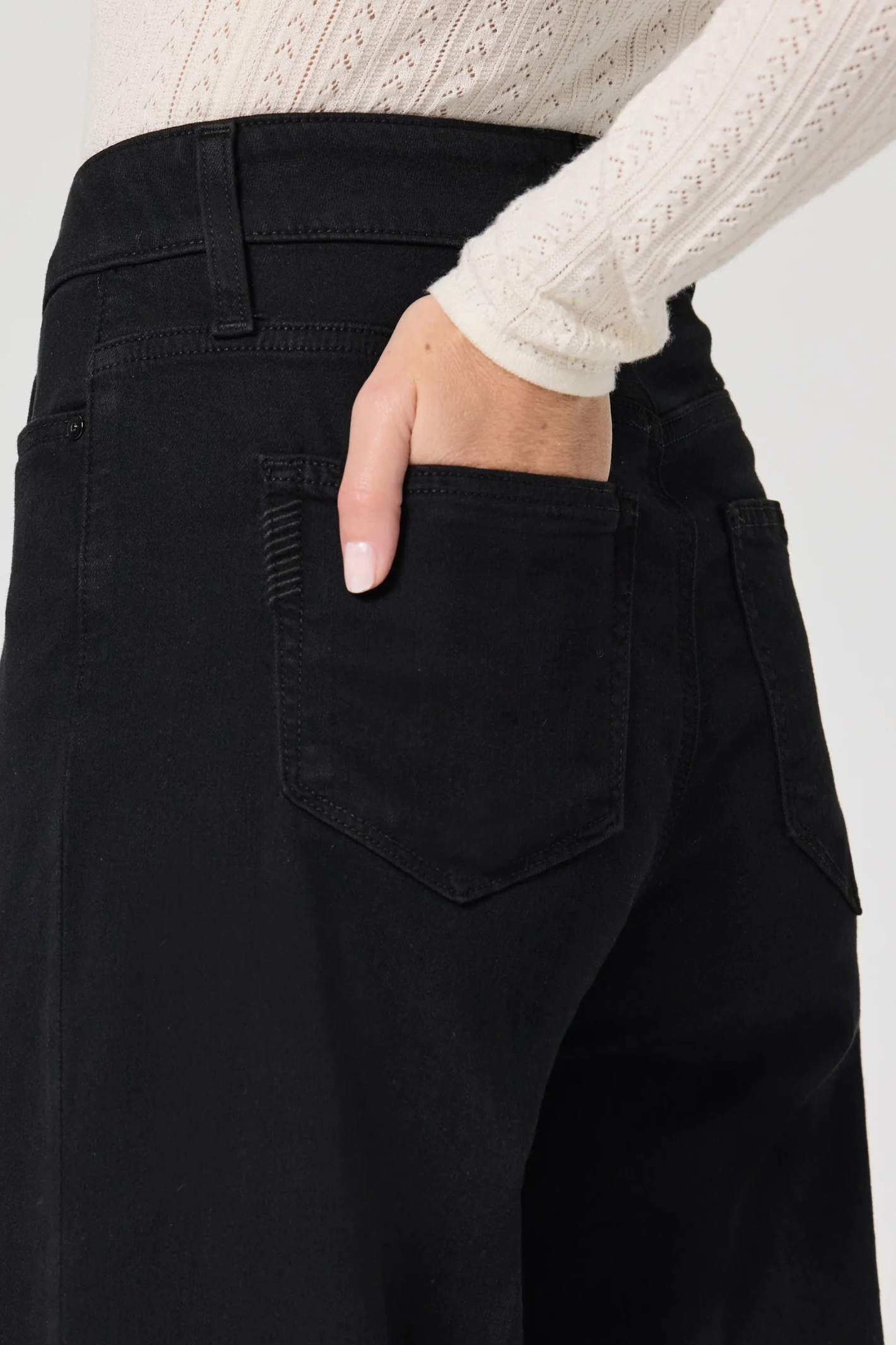 Paige Anessa 31 inch black shadow wide leg jeans with high rise from Dotique