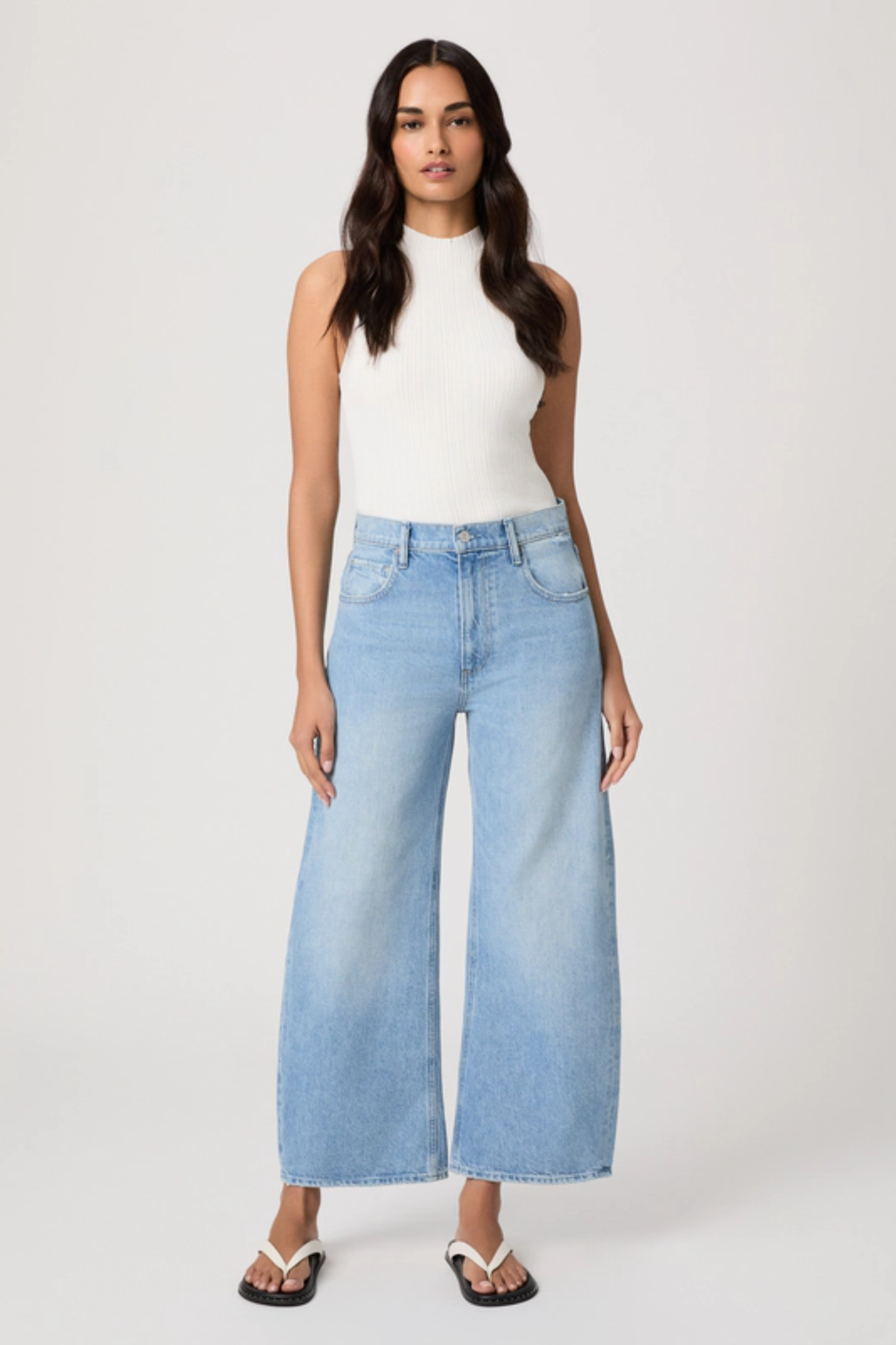 Model wearing Paige Arellia Ankle W/ Seamed Beltloops - Fauve jeans by PAIGE, shop PAIGE now at Dotique.