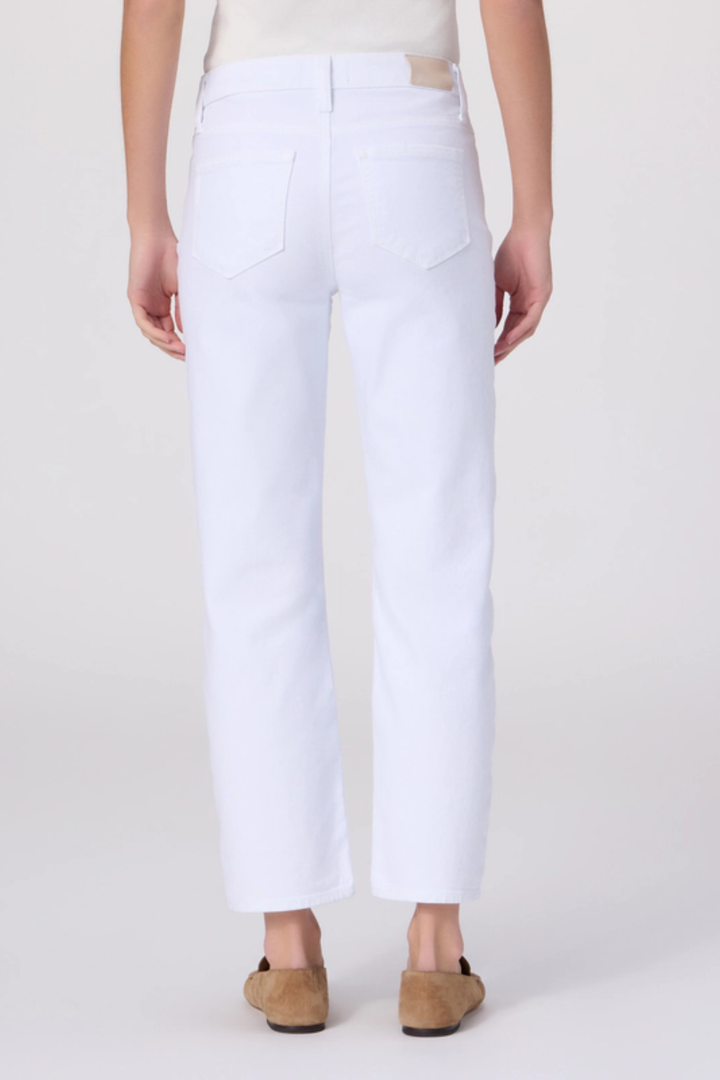 Paige Mason Ankle Jeans – Crisp White in clean white denim by paige Shop paige at Dotique with classic back pocket design