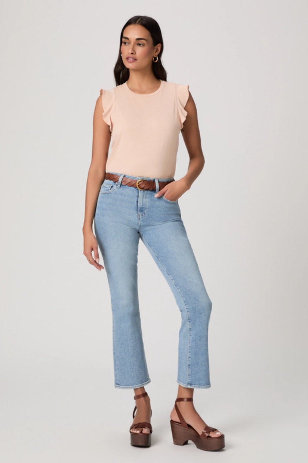 Paige Mason Crop Boot Jeans – Divine in light wash denim by paige Shop paige at Dotique with flattering cropped bootcut fit
