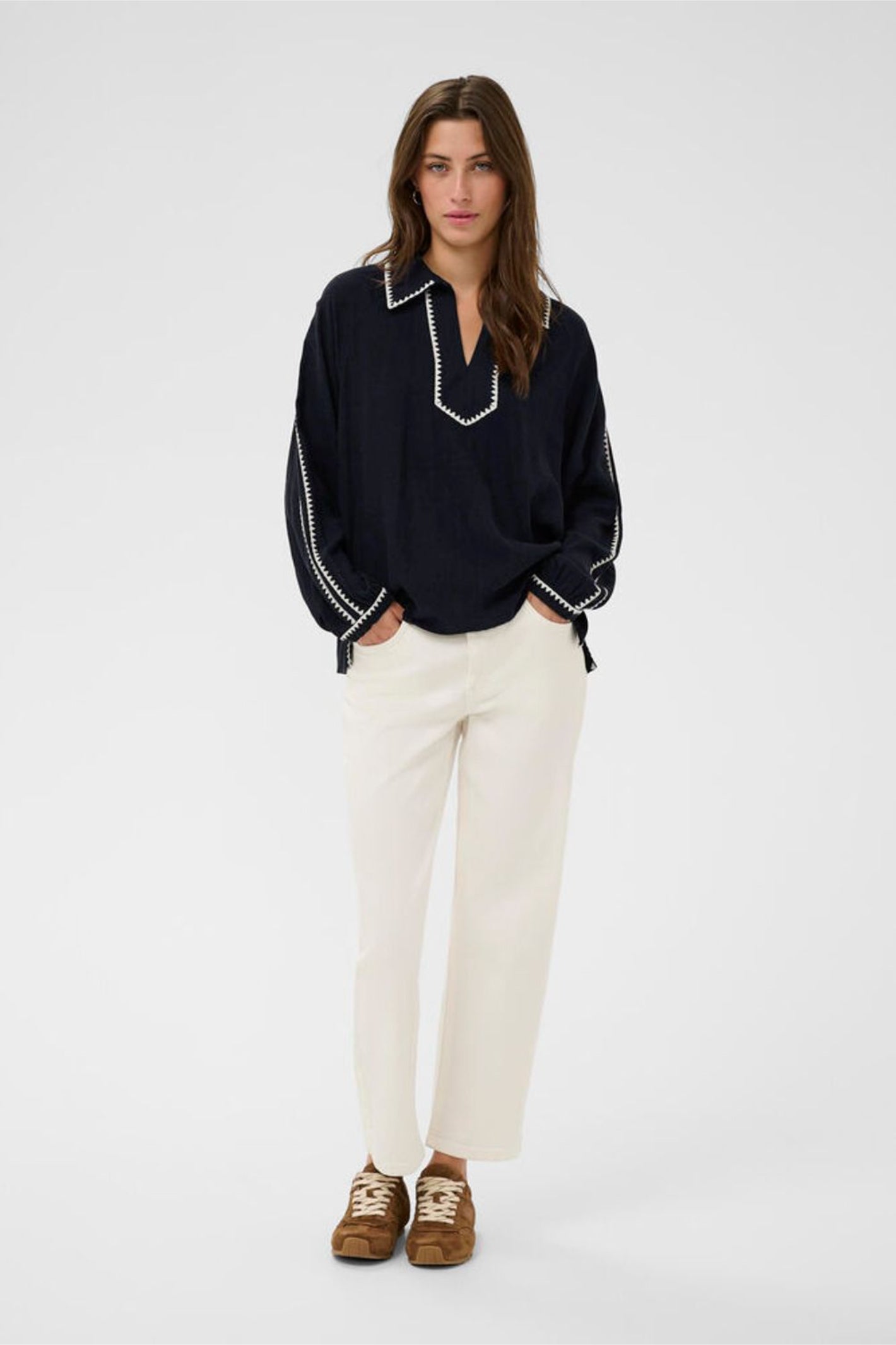 Part Two AimyPW Linen Blend Blouse After Midnight | Dotique – Dotique