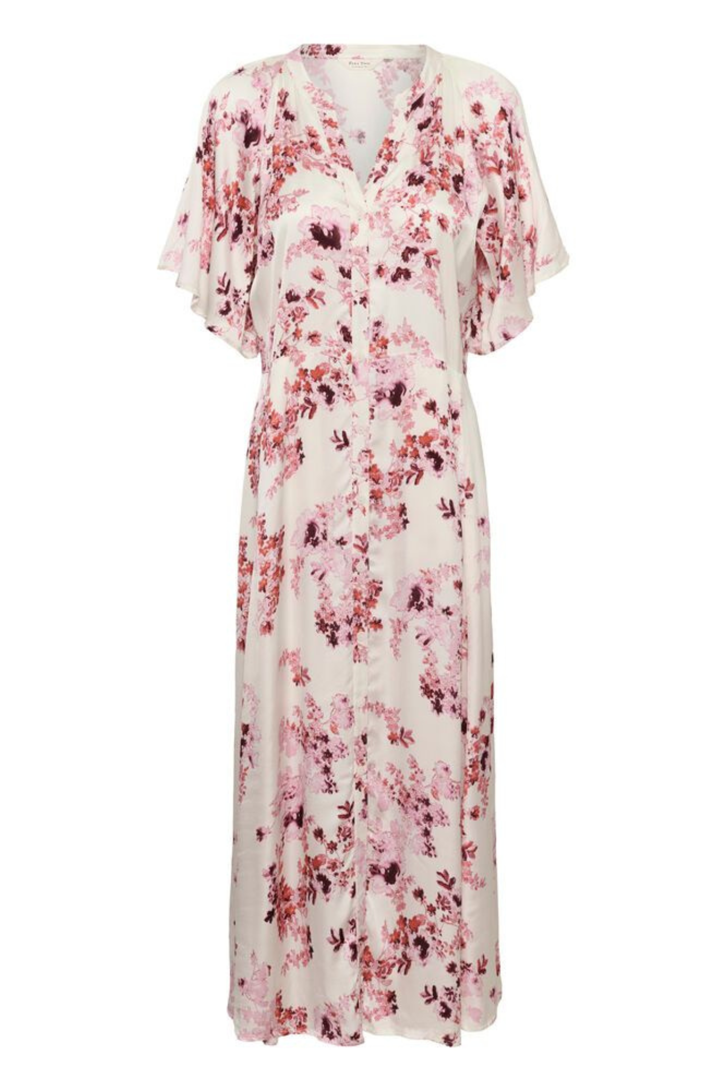 Front view of Part Two 30310465 AlajaPW Pink Shadow Flower Print Dress by part two, shop part two at Dotique in floral design