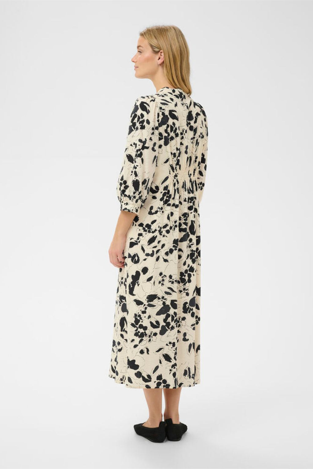 Woman wearing Part Two 30310428 AlessaPW After Midnight Artflower Print Dress by Part Two, shop Part Two at Dotique.