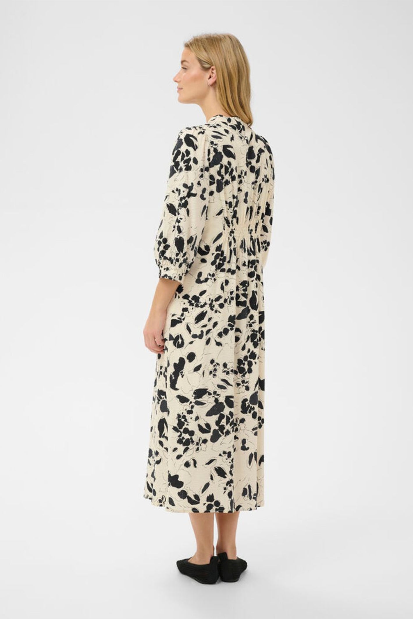 Woman wearing Part Two 30310428 AlessaPW After Midnight Artflower Print Dress by Part Two, shop Part Two at Dotique.