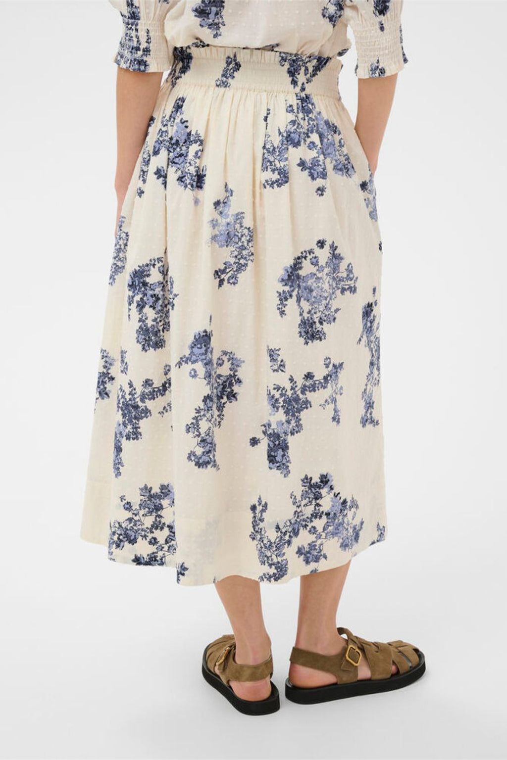 Part Two 30310449 AmaiaPW Blue Shadow Flower Print Skirt by Part Two, shop Part Two at Dotique for floral skirts.