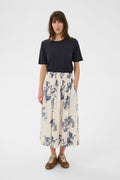 Woman wearing Part Two 30310449 AmaiaPW Blue Shadow Flower Print Skirt by Part Two, shop Part Two at Dotique.