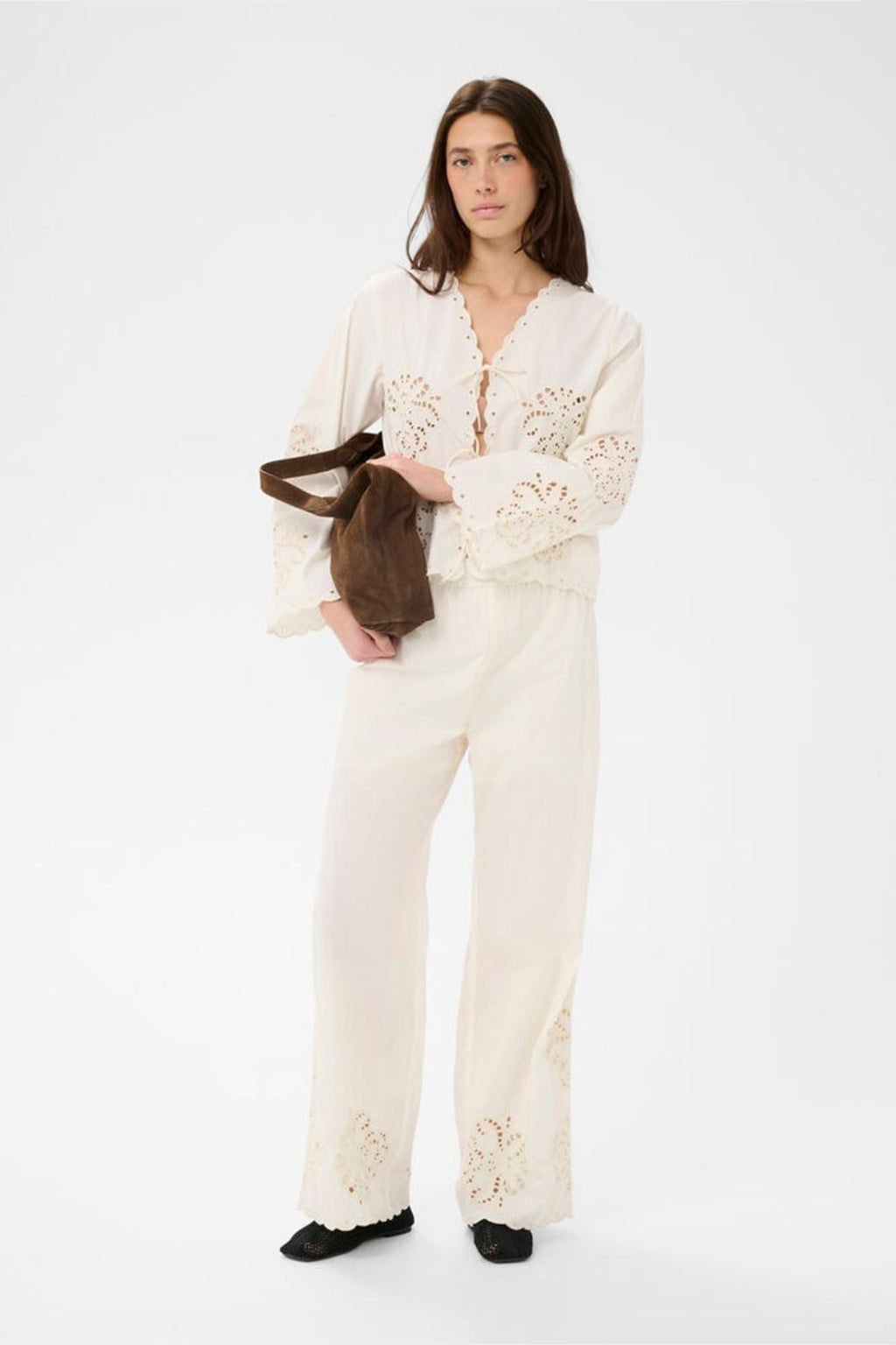 Model wearing Part Two 30310454 AnamariaPW Whisper White Blouse by Part Two, shop Part Two at Dotique.