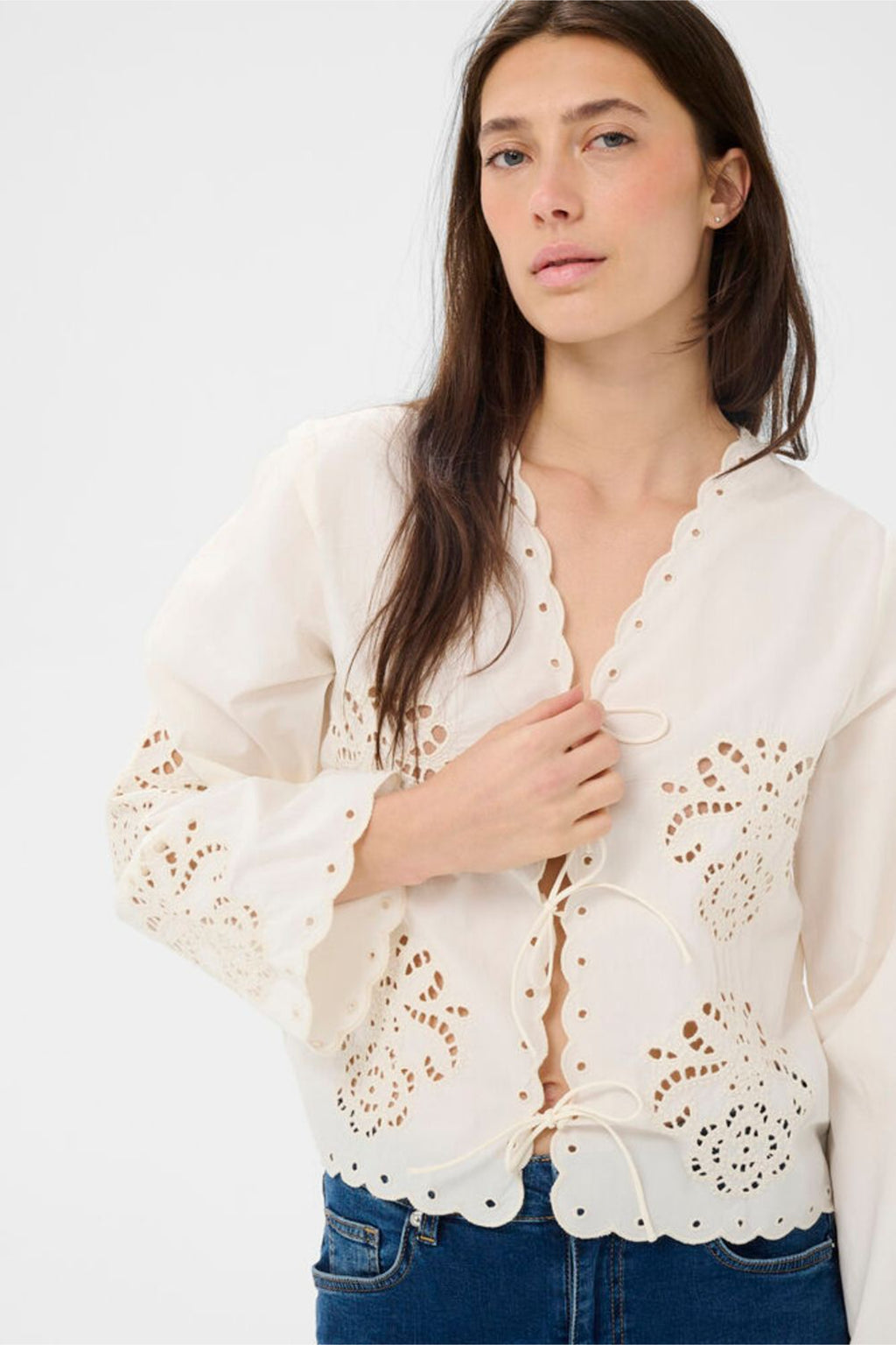 Woman wearing Part Two 30310454 AnamariaPW Whisper White Blouse by Part Two, shop Part Two at Dotique.