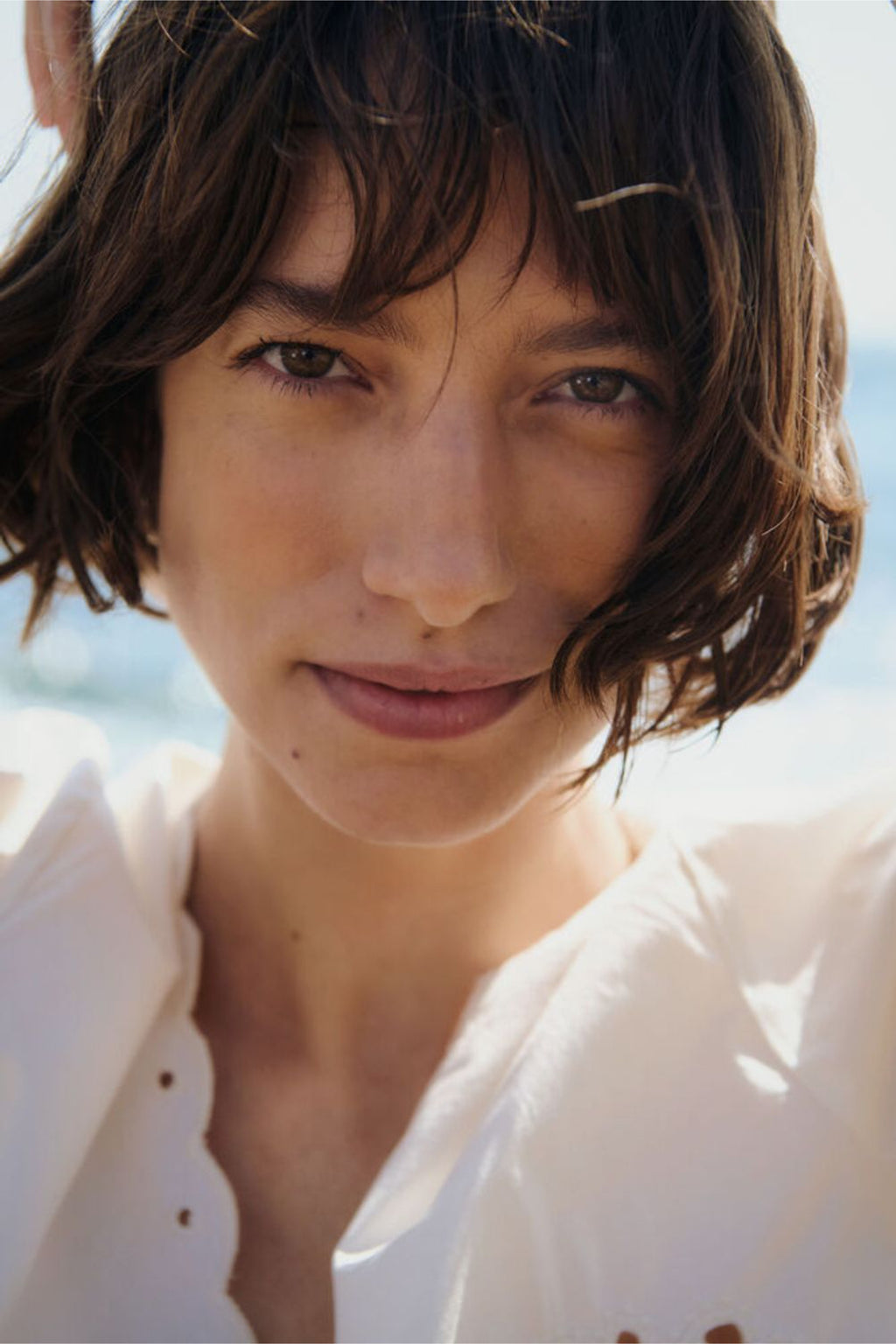 Close-up of woman wearing Part Two 30310454 AnamariaPW Whisper White Blouse by Part Two Shop Part Two at Dotique