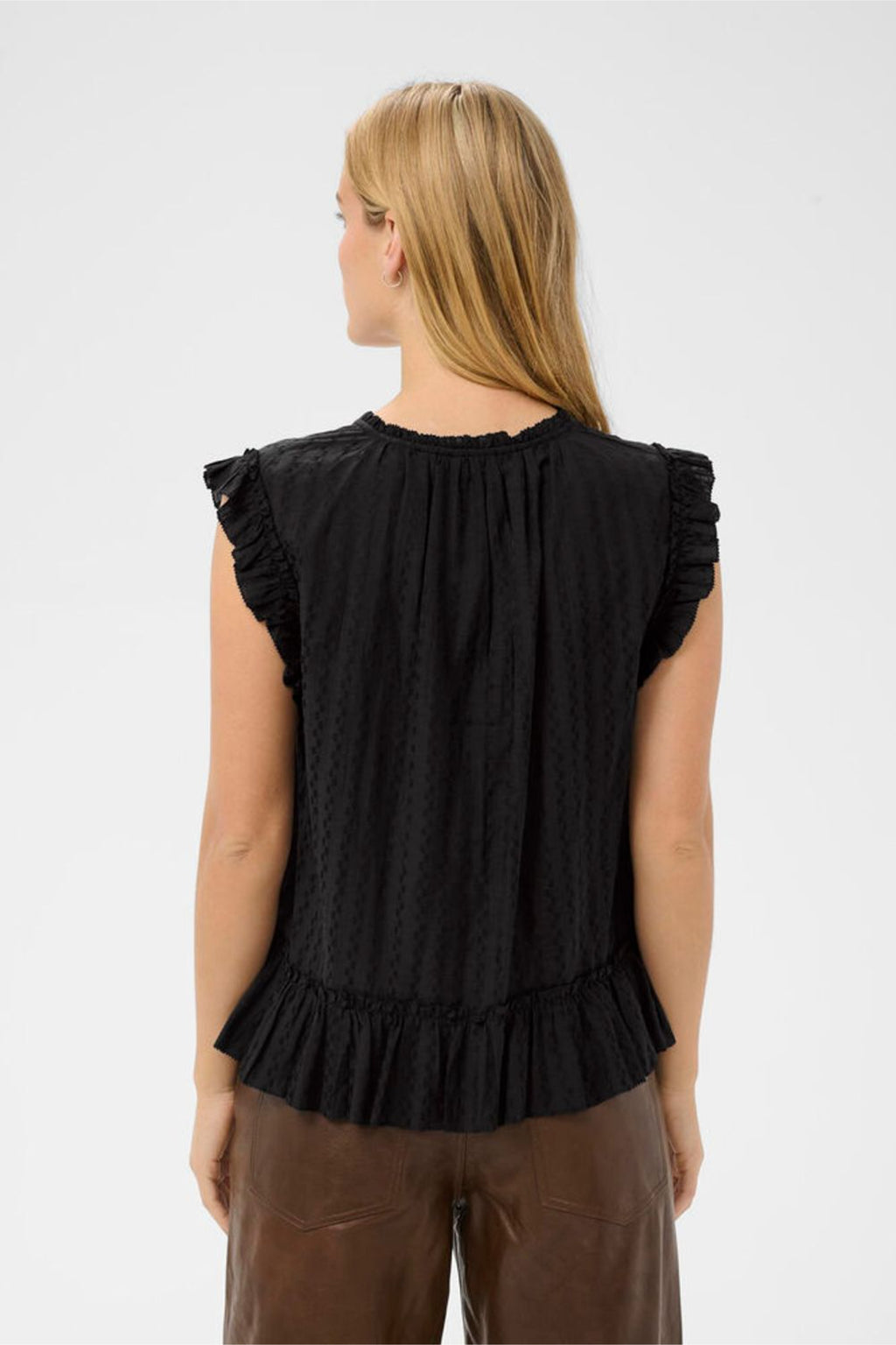 Woman wearing Part Two 30310456 AnekaPW Black Top by Part Two, shop the vendor at Dotique for stylish fashion.