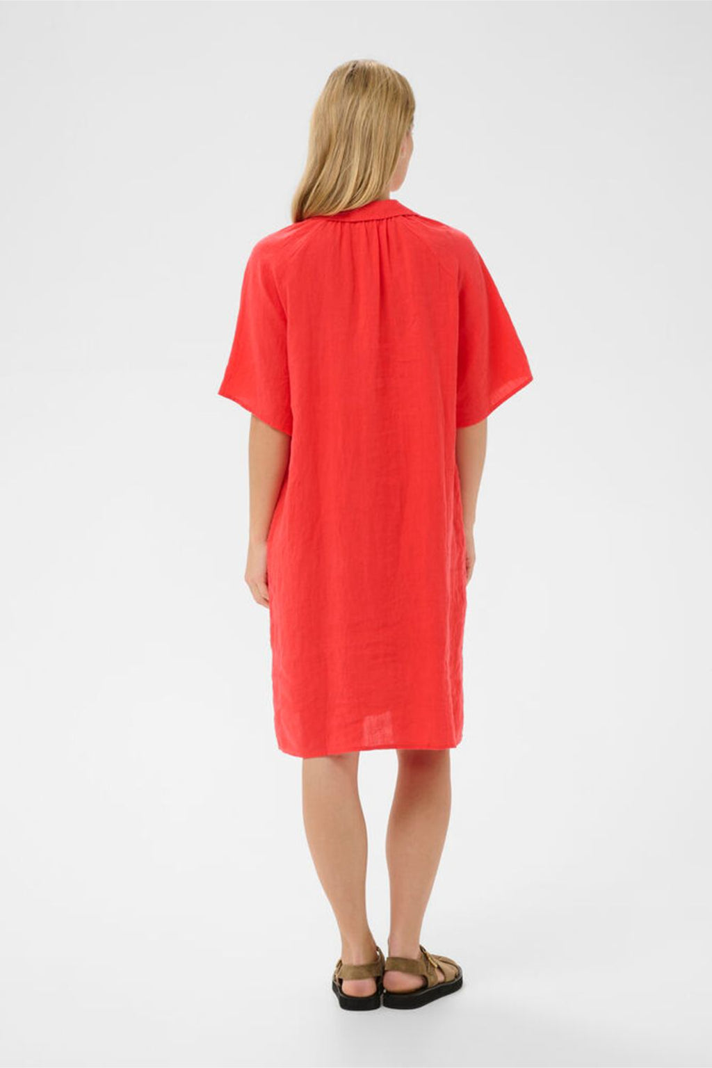 Woman wearing Part Two 30310415 AylaPW Poppy Red Dress by Part Two, shop Part Two at Dotique online now