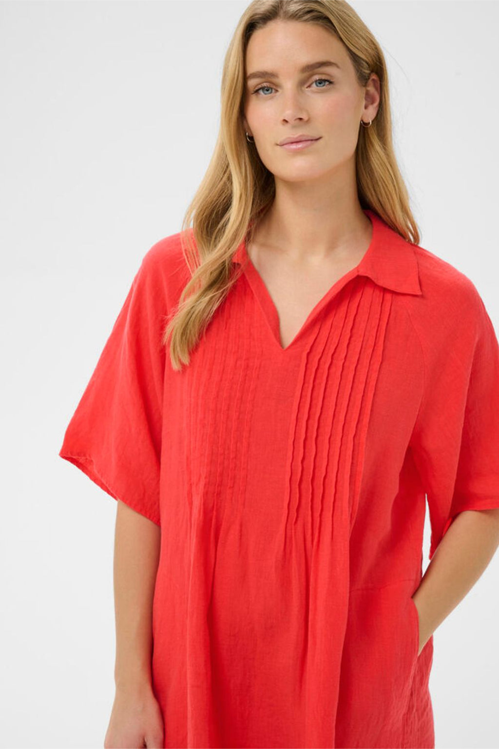 Woman wearing Part Two 30310415 AylaPW Poppy Red Dress by Part Two, shop Part Two at Dotique for stylish looks.
