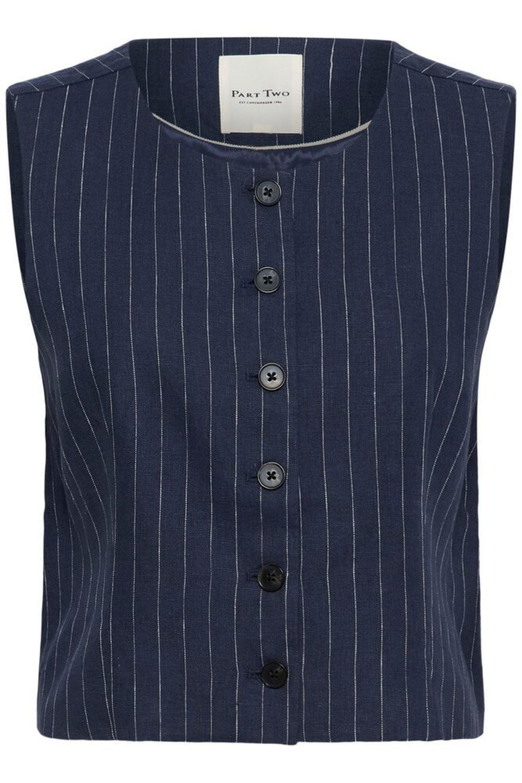 Part Two 30310487 AzaniaPW Blue Nights Pinstripe Waistcoat by Part Two, shop Part Two at Dotique for elegant style.