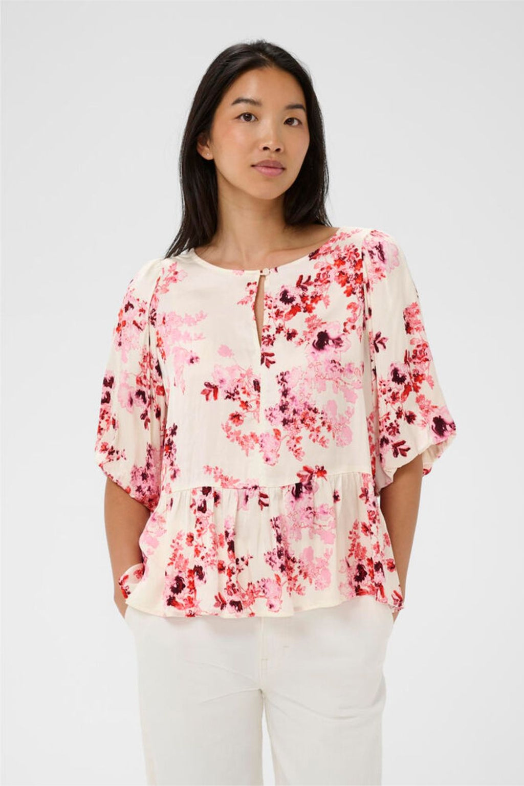 Part Two 30310421 AzeliaPW Pink Shadow Flower Print Blouse by Part Two, shop Part Two at Dotique for stylish floral tops.