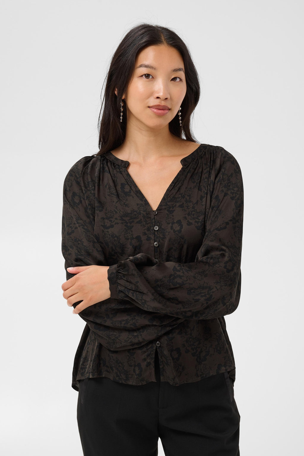 Part Two DoaaPW Blouse Brown Gradient Flower 30311024 305460 – view 1. Shop Part Two at Dotique.