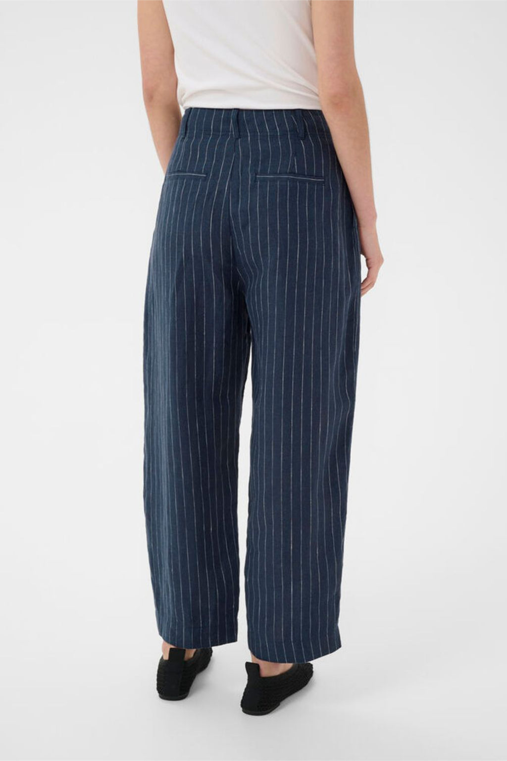 Part Two 30310444 NettasPW Blue Nights Pinstripe Trousers by Part Two shown from the back, shop Part Two at Dotique