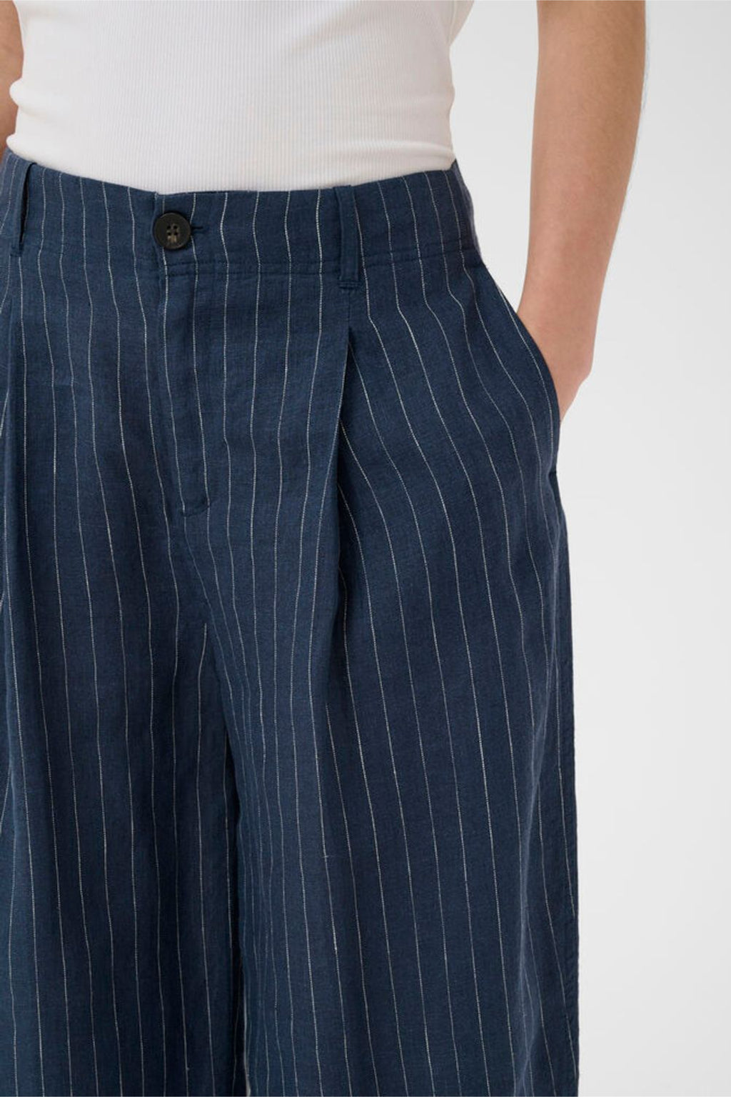 Part Two 30310444 NettasPW Blue Nights Pinstripe Trousers by Part Two with vertical pinstripes, shop Part Two at Dotique