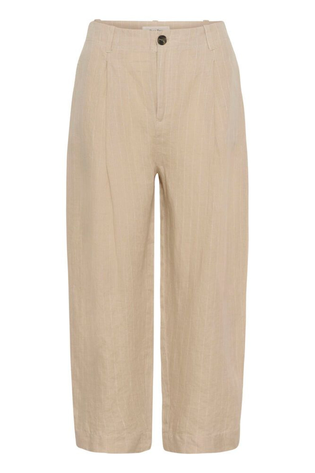 Part Two 30310444 NettasPW Neutral Pinstripe Trousers by Part Two available to shop at Dotique in a beige pinstripe design