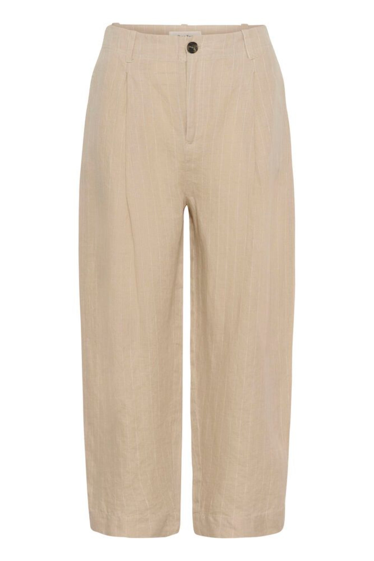 Part Two 30310444 NettasPW Neutral Pinstripe Trousers by Part Two available to shop at Dotique in a beige pinstripe design