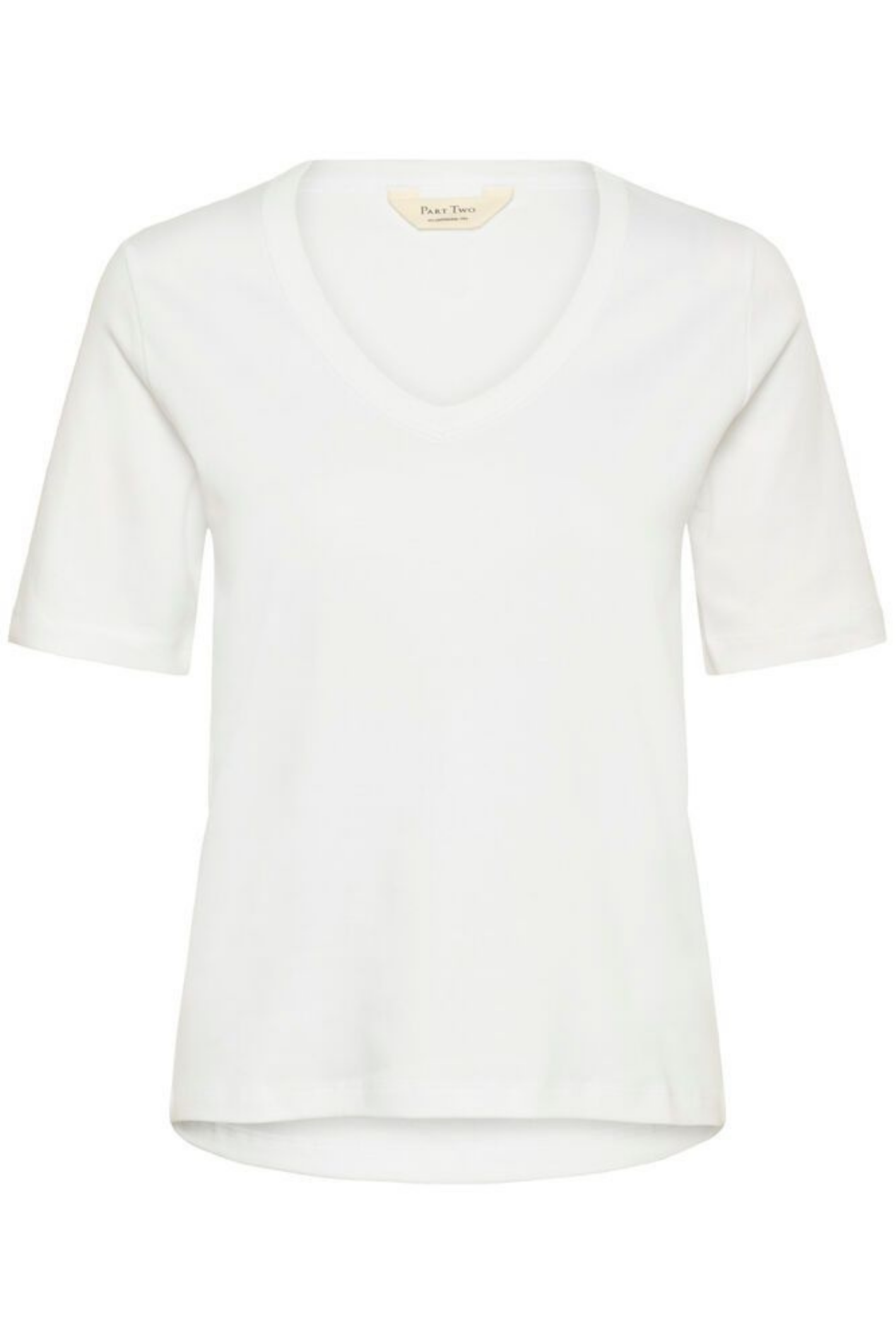 White V-neck T-shirt by Part Two made from 100% organic cotton. A timeless wardrobe staple that’s easy to style with jeans or tailoring. Dotique.