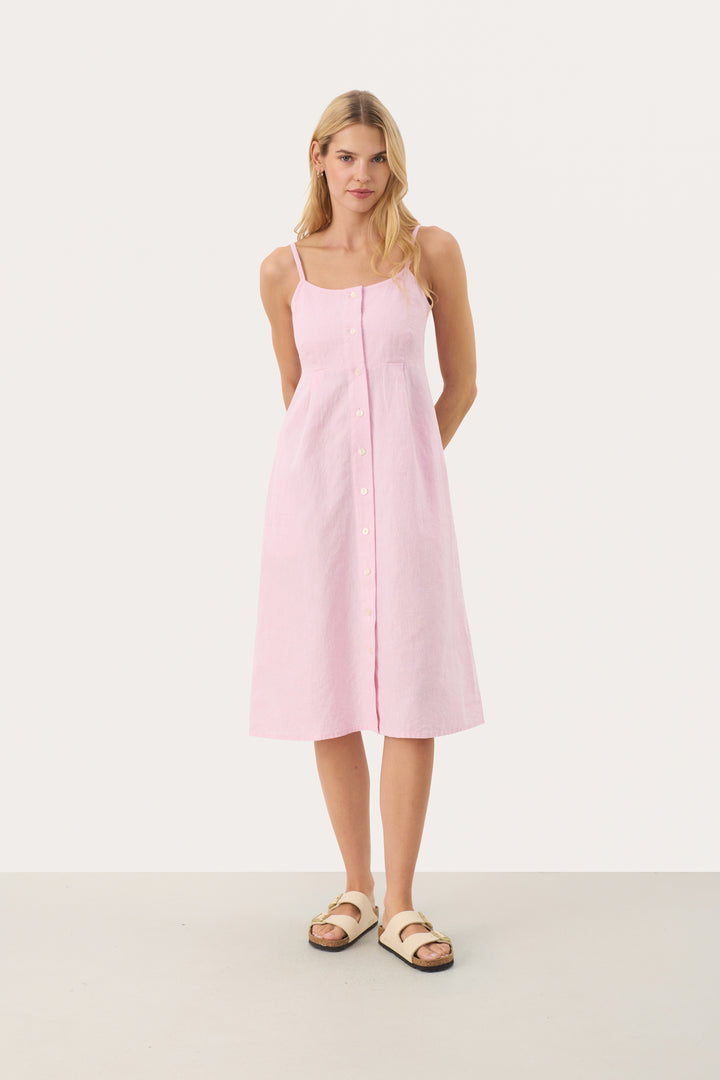Part Two 30309615 ReysaPW Linen Dress Pink Nectar Chambrey at Dotique