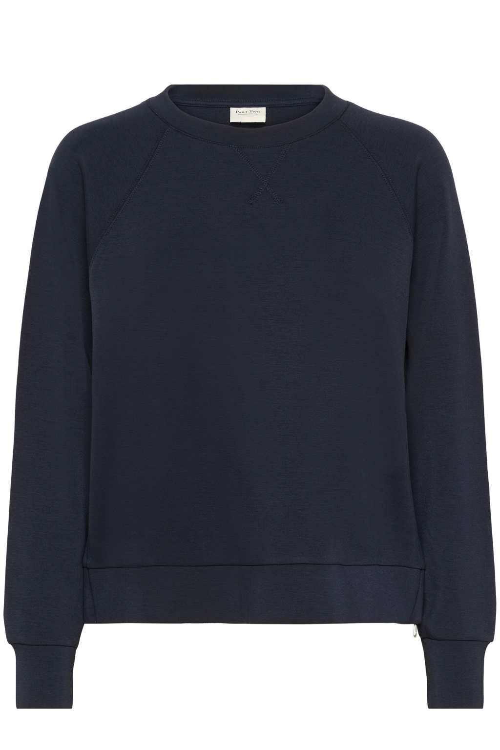 Dark navy sweatshirt by Part Two with side zip details. Soft, relaxed and easy to wear for everyday comfort.