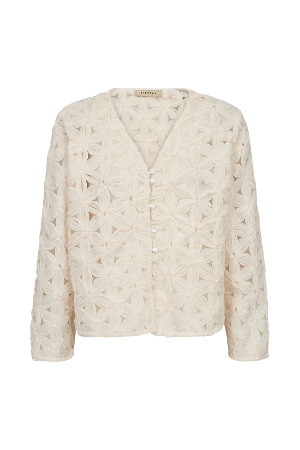 Pieszak J235155 PD-Lexie D Chiffon Cardigan White Pearl