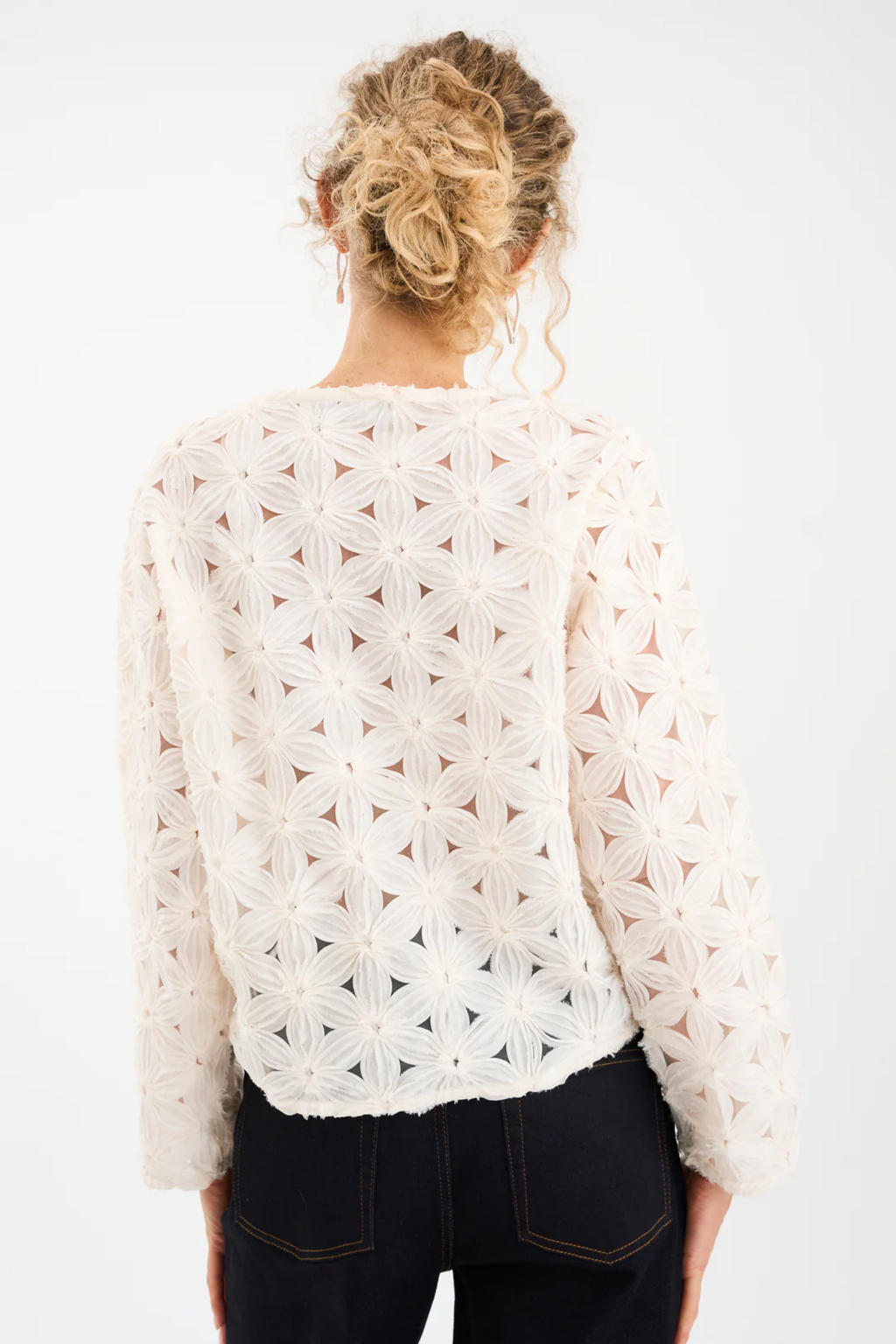 Pieszak J235155 PD-Lexie D Chiffon Cardigan White Pearl