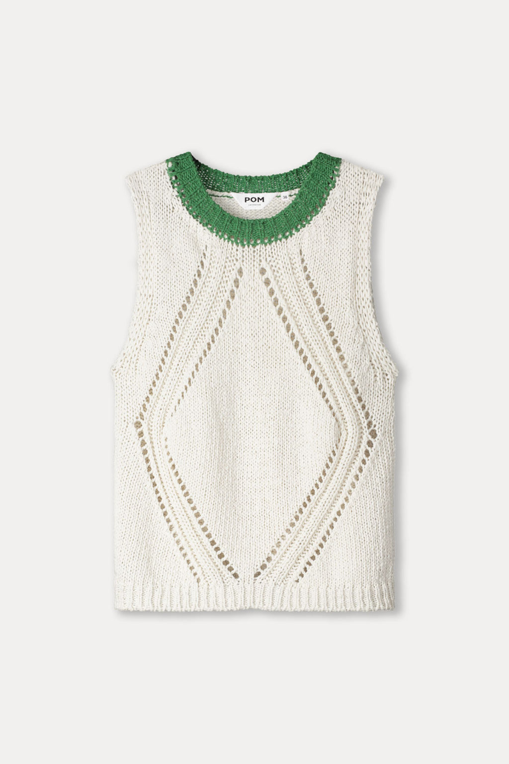 Pom Amsterdam SP9570 Spencer Colourblock White Organic Cotton Knit Top by Pom Amsterdam shop Dotique online for stylish layering