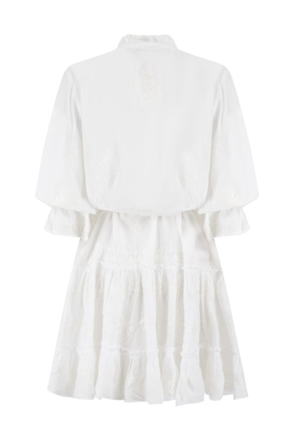 Pranella Sia white mini dress with tassel belt and peasant sleeves – Dotique
