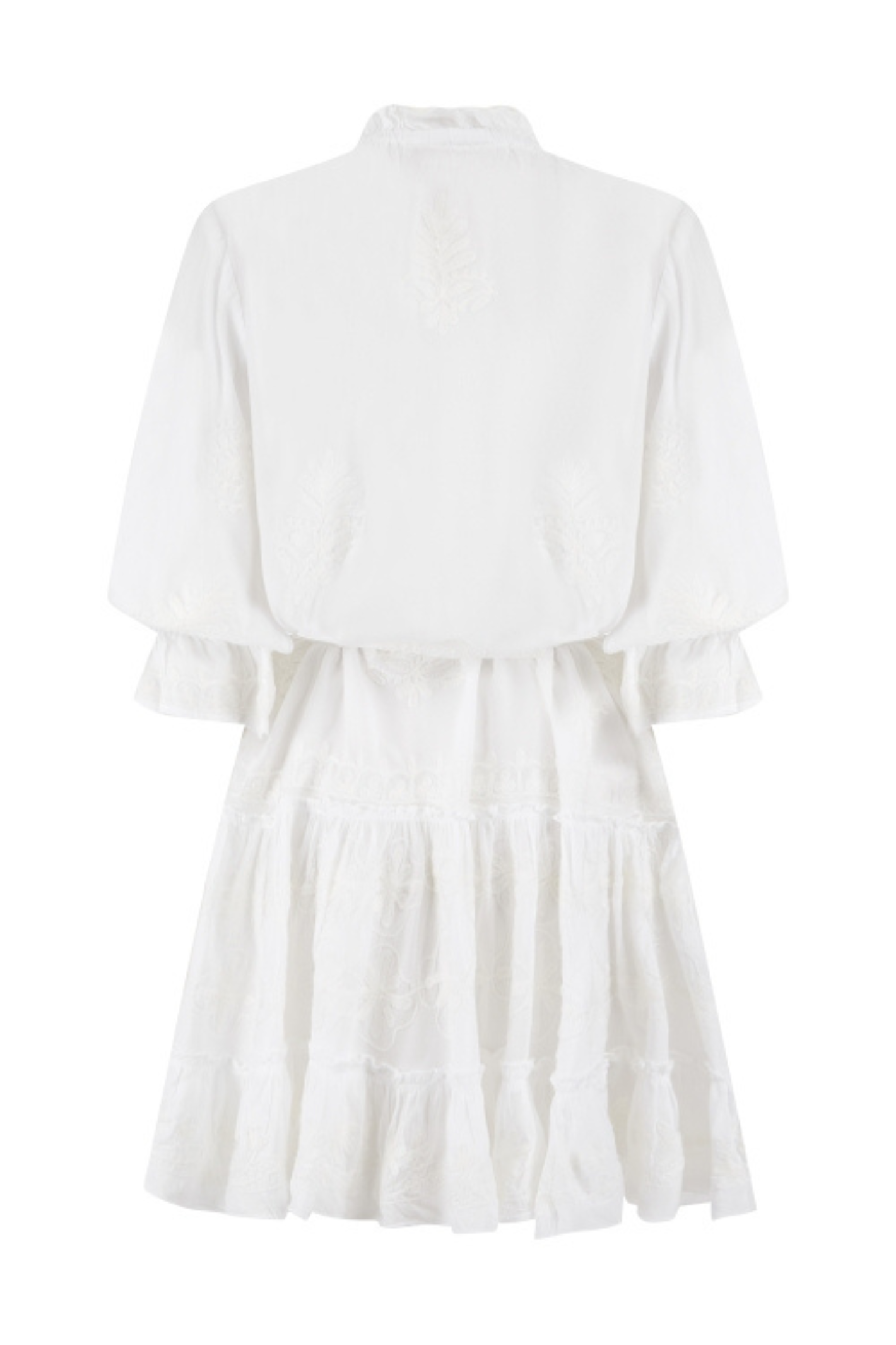 Pranella Sia white mini dress with tassel belt and peasant sleeves – Dotique