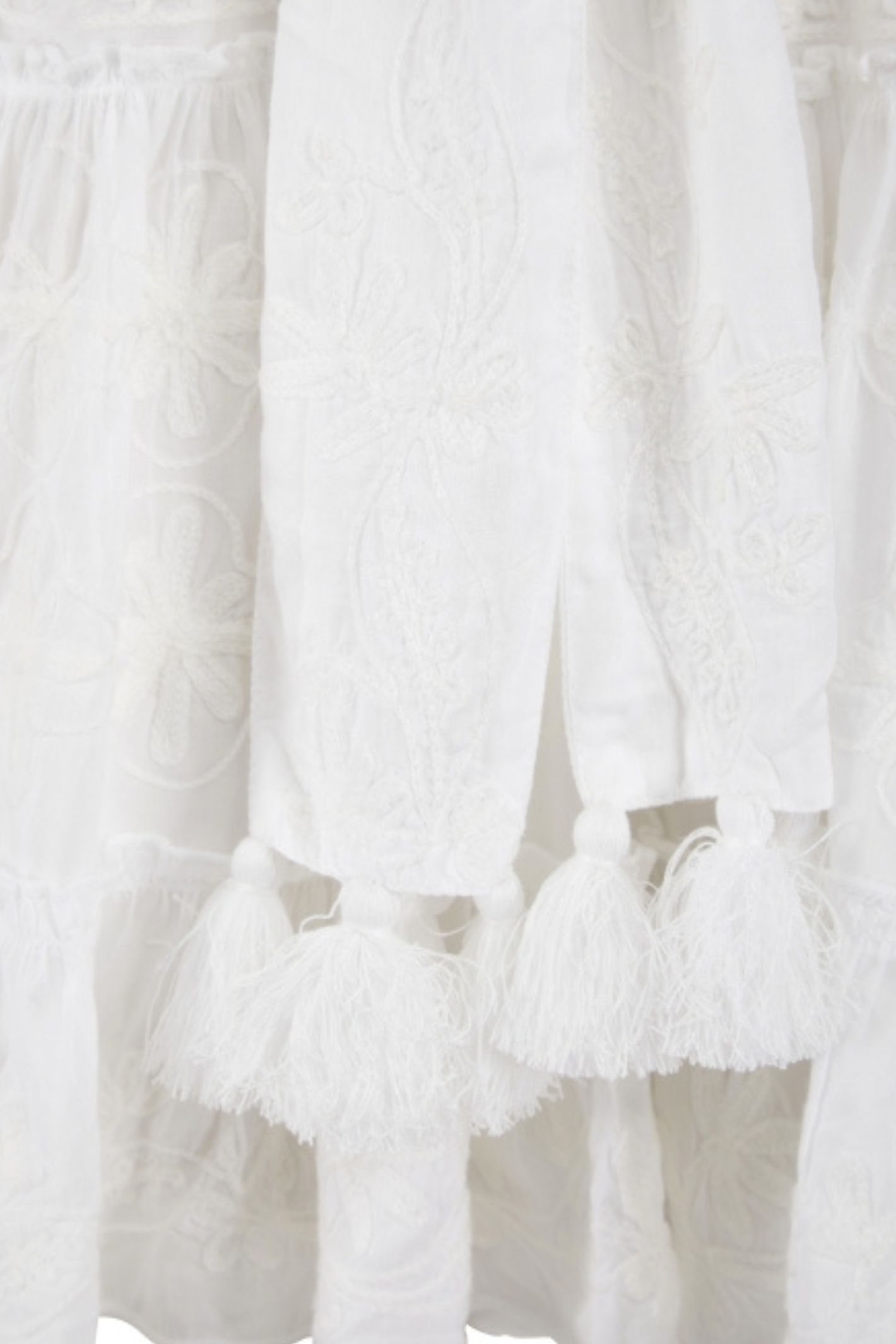 Pranella Sia white mini dress with tassel belt and peasant sleeves – Dotique