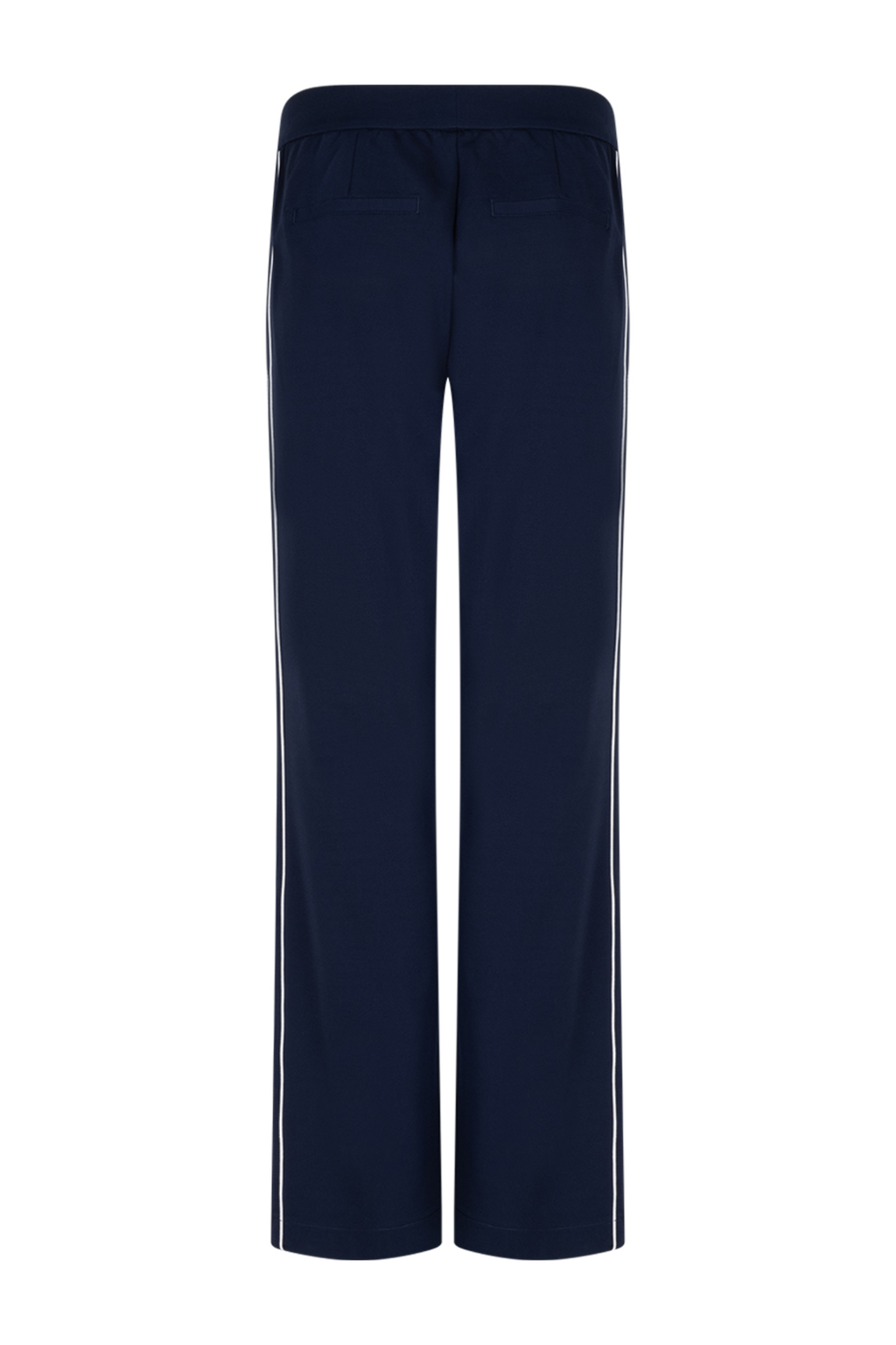 Wide-leg ponte trousers by Red Button in dark blue. High-rise, comfortable and easy to dress up or down. Shop now at Dotique.