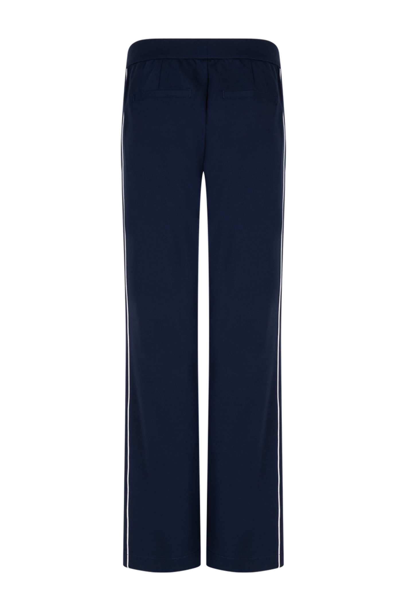 Wide-leg ponte trousers by Red Button in dark blue. High-rise, comfortable and easy to dress up or down. Shop now at Dotique.