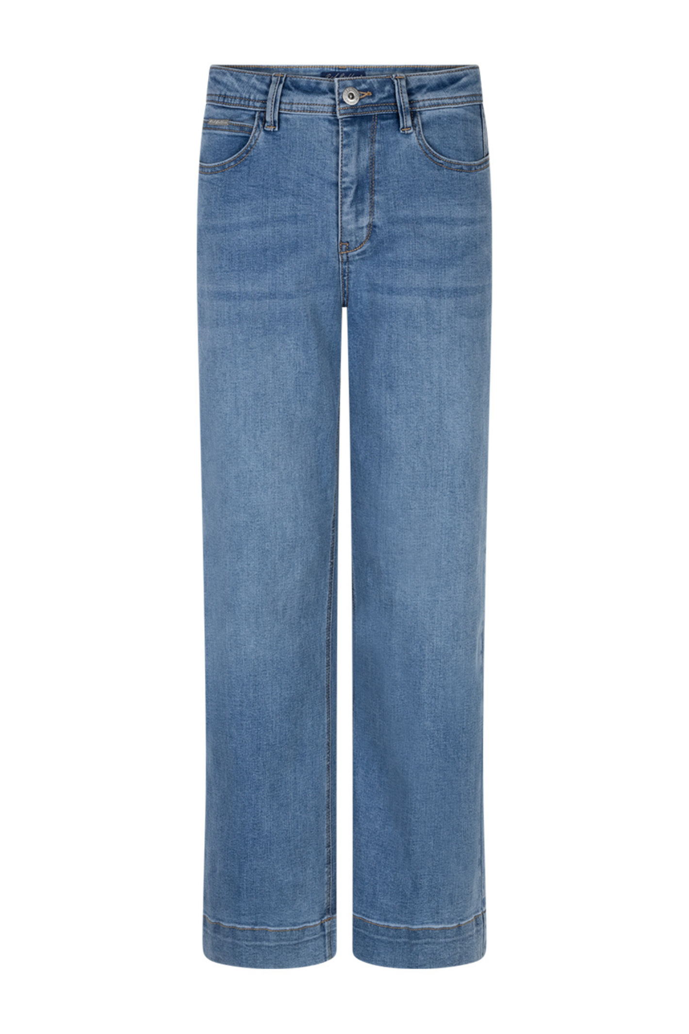 Red Button SRB4760 Conny Pressed Crease Mid Stone Jeans L26 by Red Button available to shop at Dotique in relaxed wide leg style