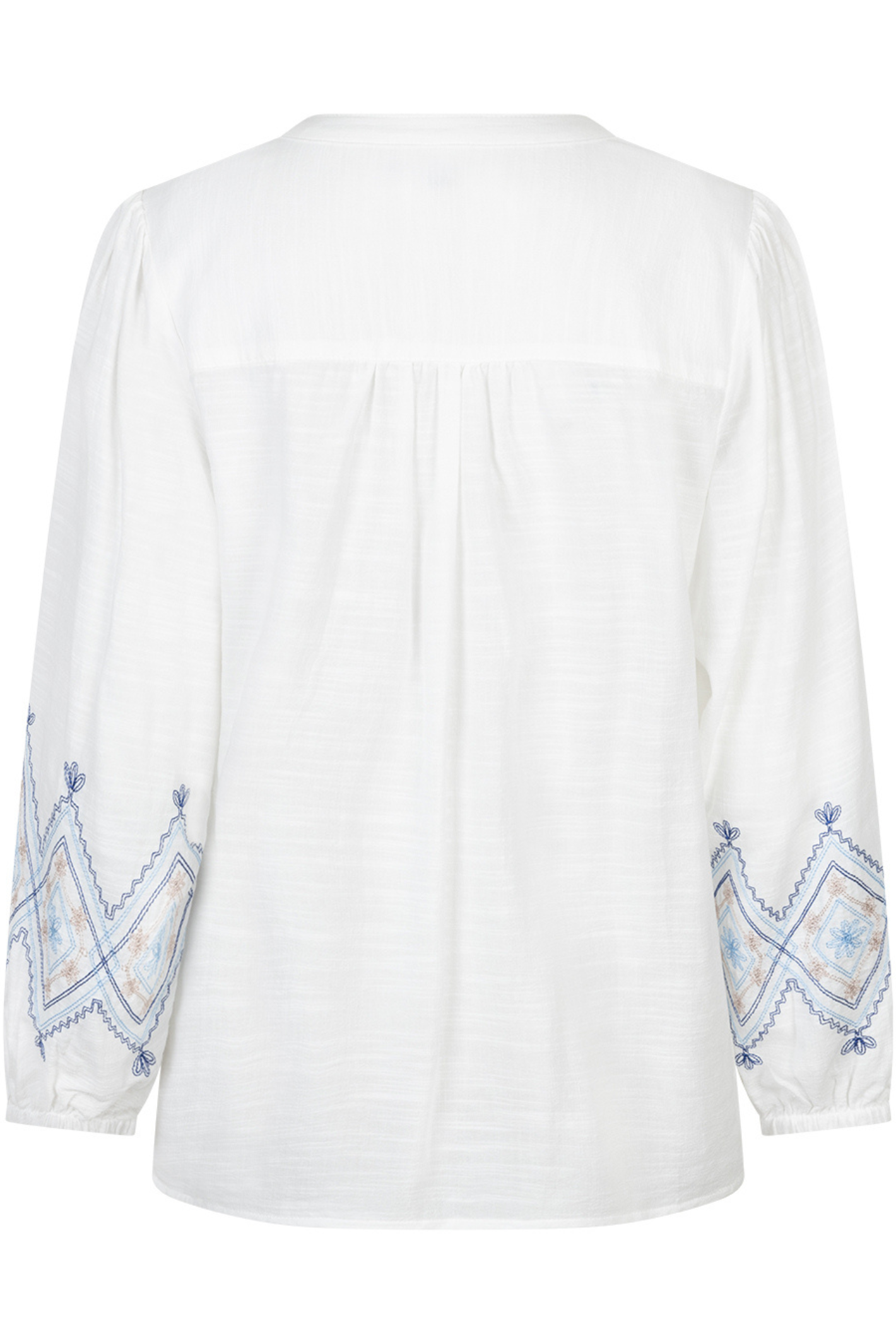 Back view of Red Button SRB4829 Blouse & Embroidery Blue with detailed sleeve embroidery by Red Button shop at Dotique