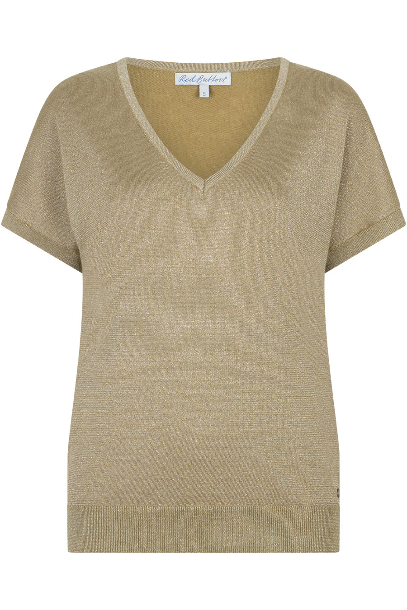 Red Button SRB4812 Jerry Sparkle Moss V-neck top by Red Button available to shop at Dotique in soft shimmer finish
