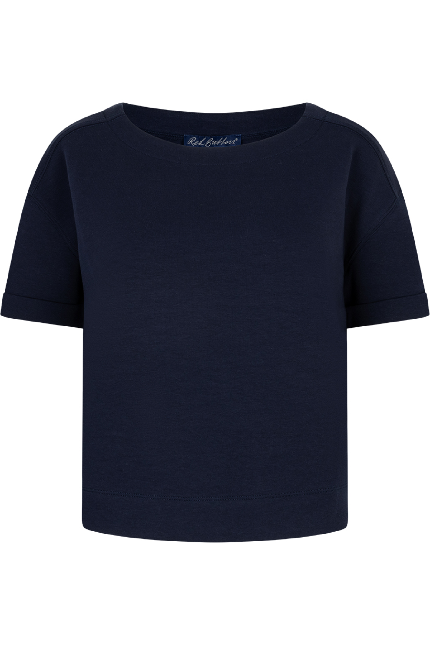 Red Button Skyler Scuba top in dark blue. Clean, structured and easy to wear every day. Shop online at Dotique.