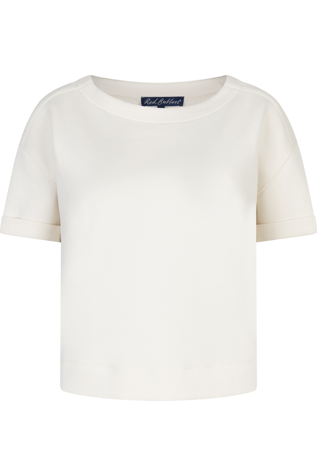 Skyler Scuba top by Red Button in ecru. Structured yet soft, easy to style and perfect for everyday outfits. Shop at Dotique.