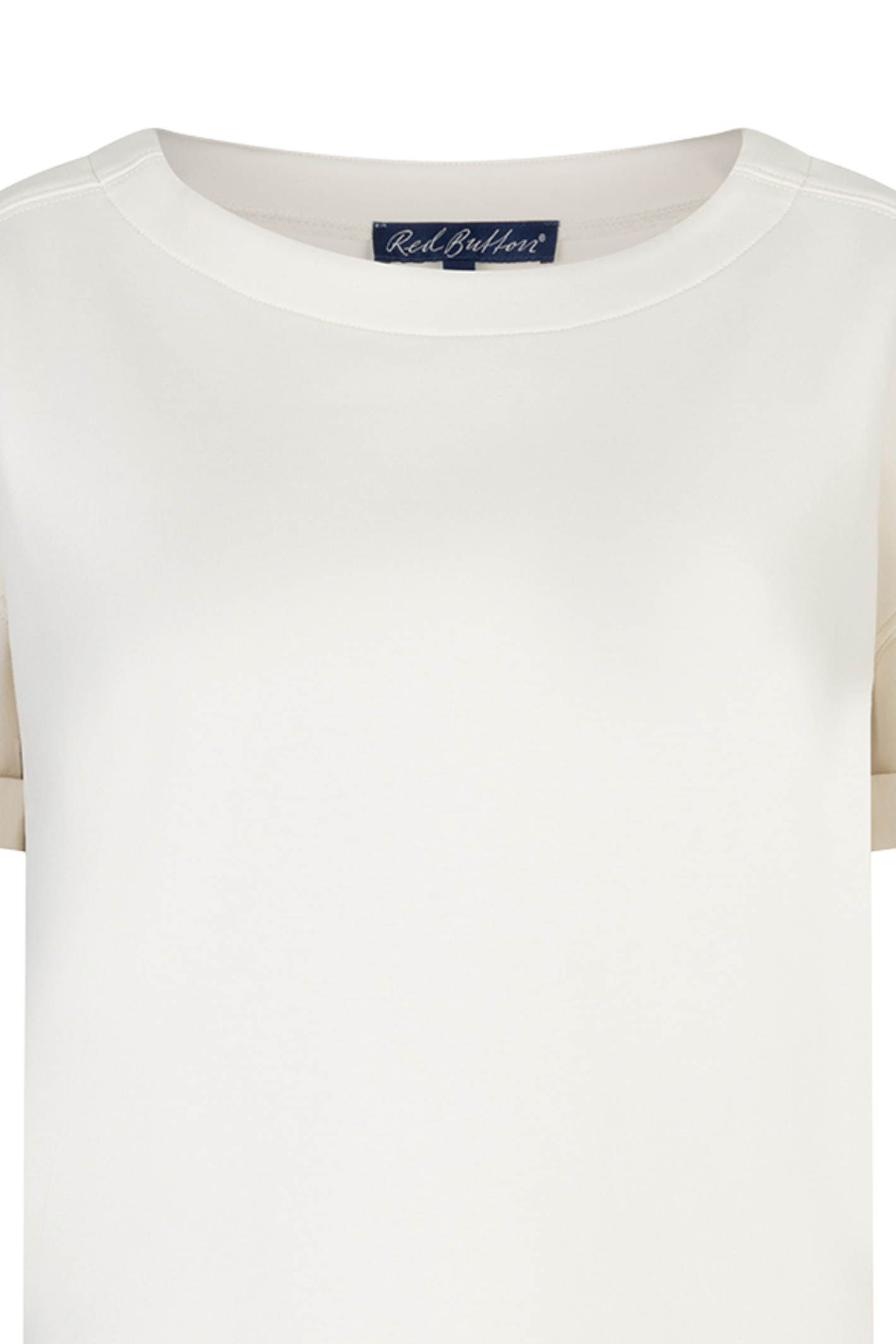 Skyler Scuba top by Red Button in ecru. Structured yet soft, easy to style and perfect for everyday outfits. Shop at Dotique.