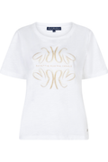 Front view of Red Button SRB4818 Tee Temmy Butterfly White/Butteryellow with abstract beige design by Red Button shop at Dotique
