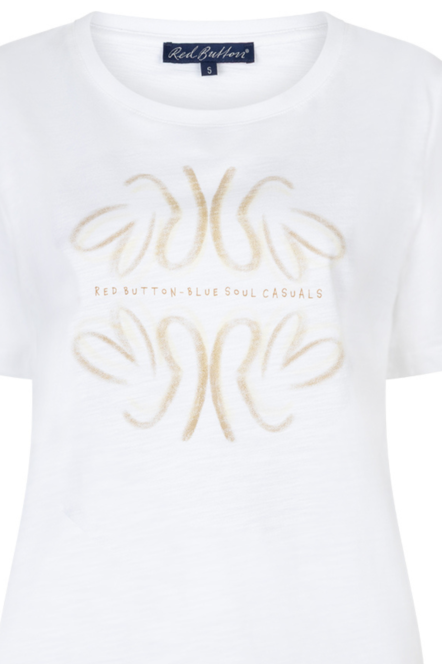 Front close-up of Red Button SRB4818 Tee Temmy Butterfly White/Butteryellow by Red Button shop at Dotique