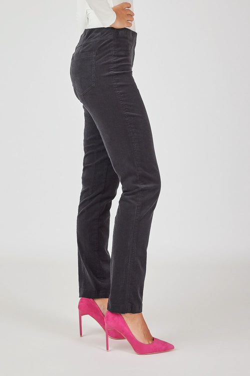 Robell bella cord trousers grey 78cm, side view. Shop Robell at Dotique.