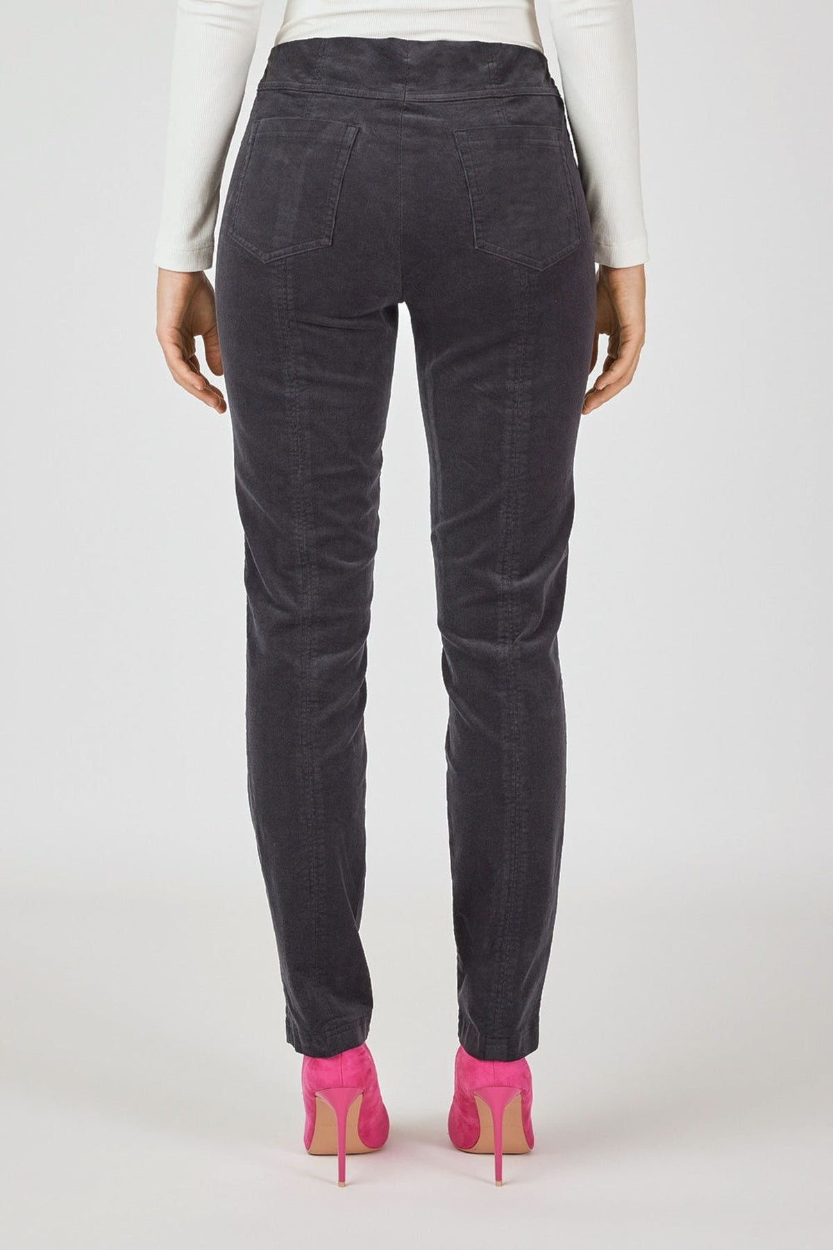 Robell bella cord trousers grey 78cm, back view. Shop Robell at Dotique.