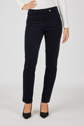 Robell bella cord trousers navy 691 78cm, front view. Shop Robell at Dotique.