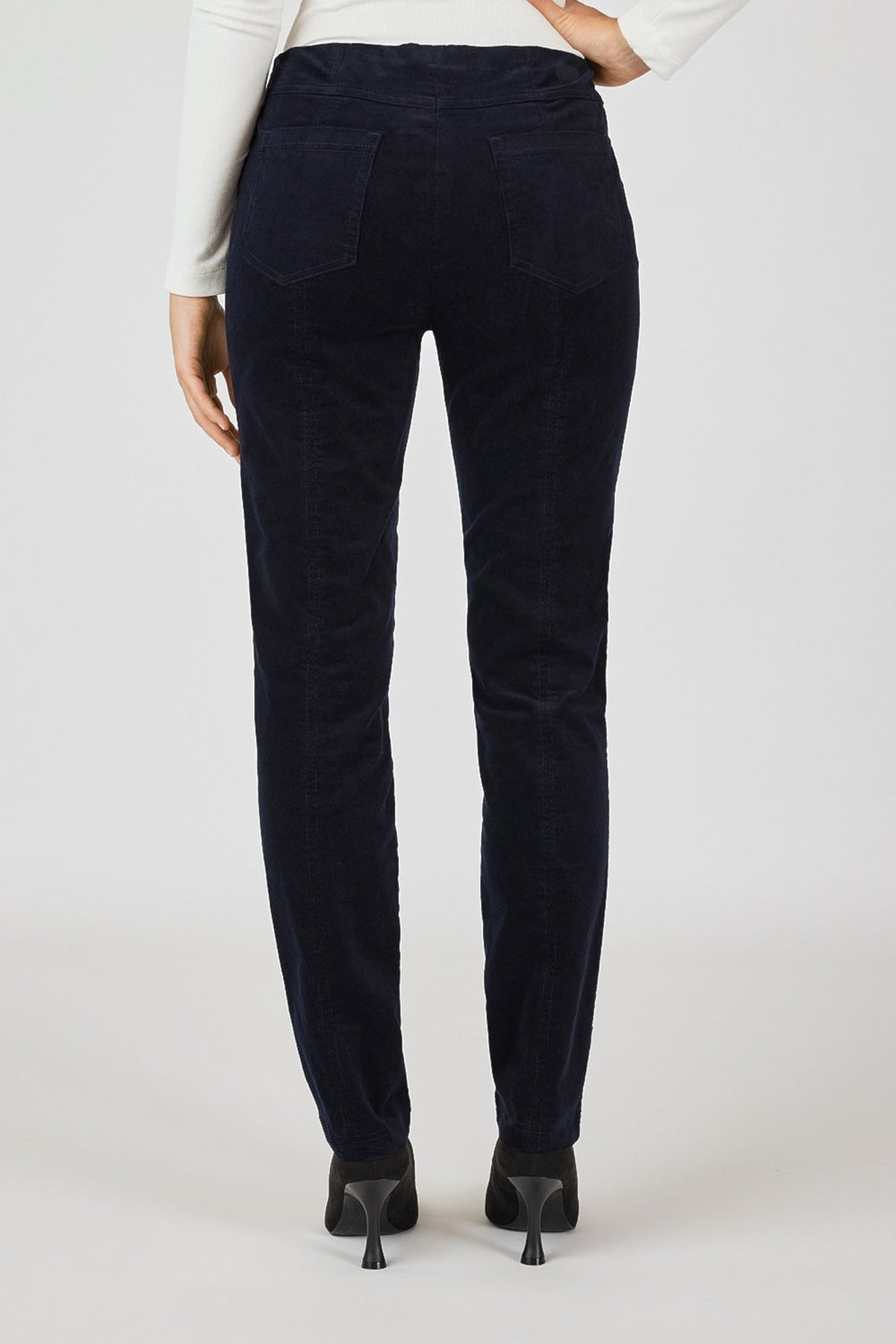 Robell bella cord trousers navy 691 78cm, back view. Shop Robell at Dotique.