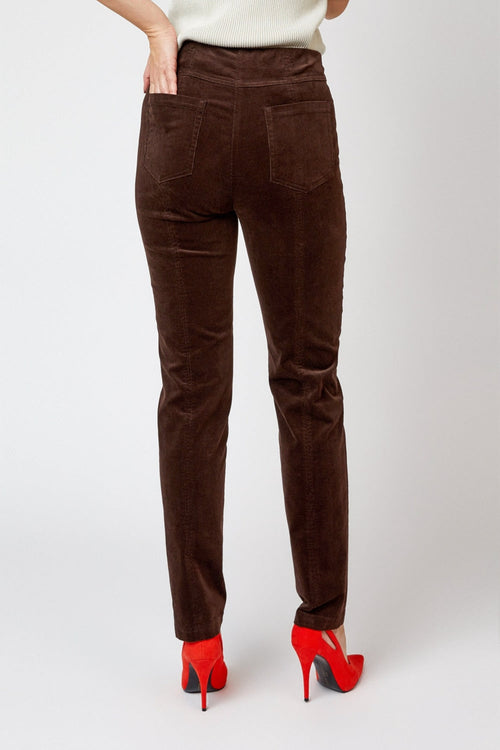 Robell bella cord trousers toffee 78cm, side view. Shop Robell at Dotique.