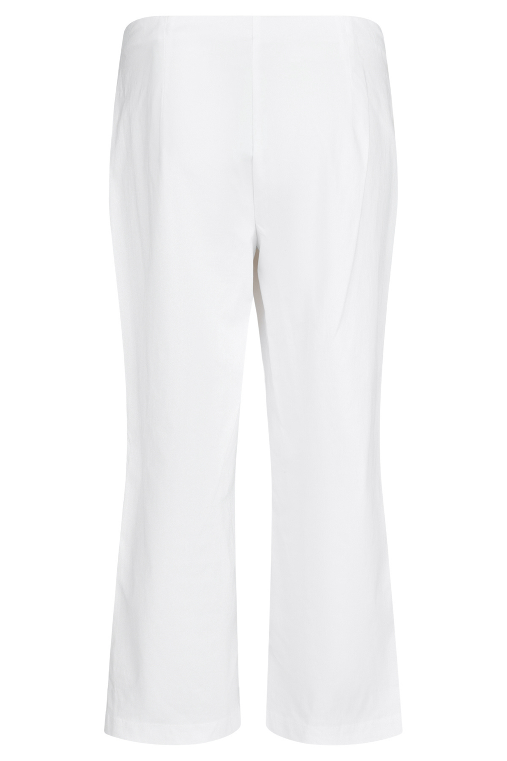 Robell Efi 09 pull-on trousers in white bengaline with stretch fabric and elastic waist. Comfortable, flattering 7/8 length style at Dotique.