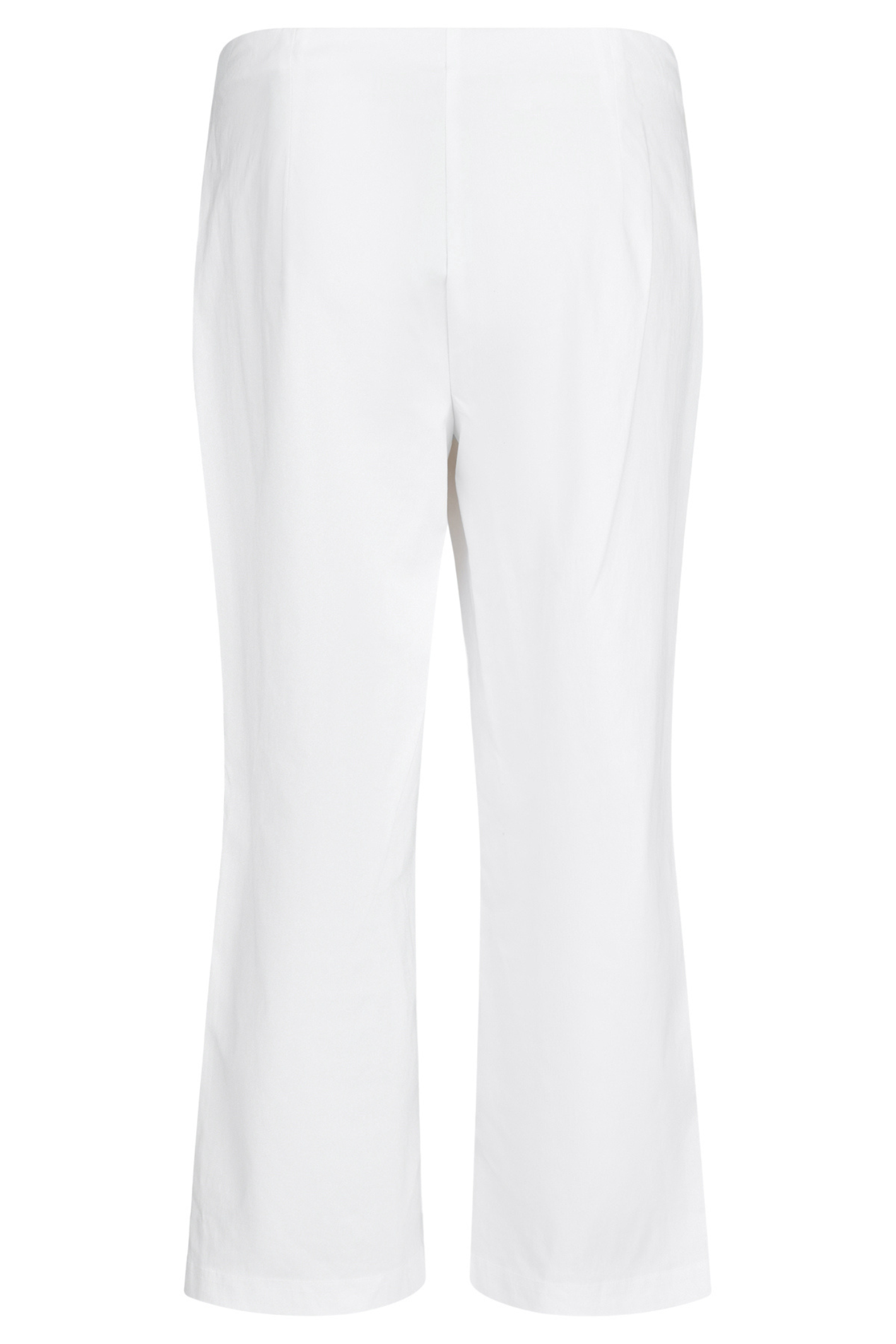 Robell Efi 09 pull-on trousers in white bengaline with stretch fabric and elastic waist. Comfortable, flattering 7/8 length style at Dotique.