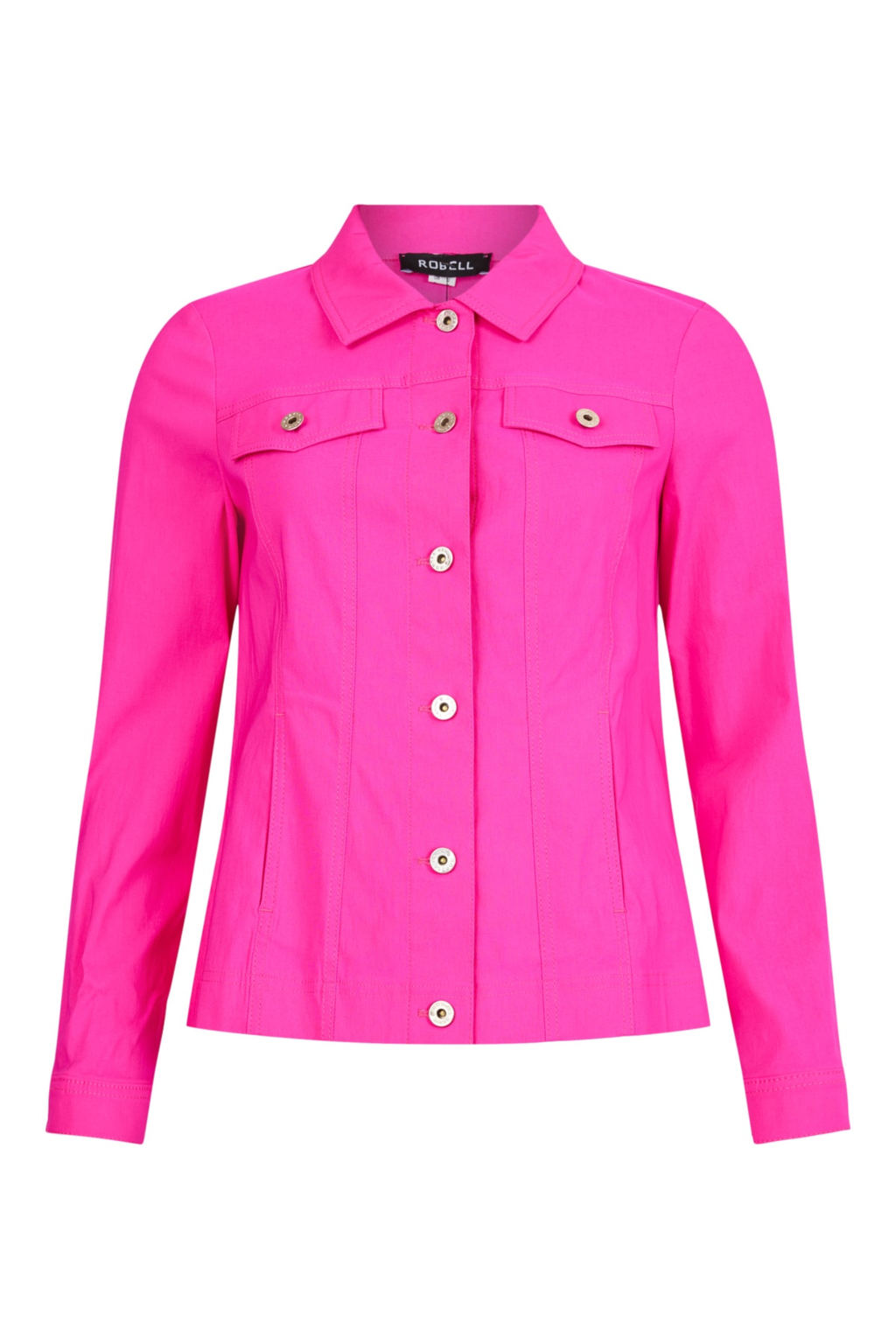 Classic pink Robell Happy Jacket in stretch bengaline. Lightweight, comfortable and easy to style with a flattering fit. Shop Robell at Dotique.